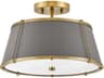 Hinkley Clarke 2-Light Lacquered Dark Brass Matte Grey Drum Semi Flush Mount