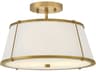 Hinkley Clarke 2-Light Lacquered Dark Brass Drum Semi Flush Mount