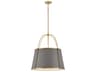 Hinkley Clarke 4-Light Matte Grey Lacquered Dark Brass Drum Pendant