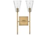 Hinkley Auden 2-Light Heritage Brass Glass Wall Sconce
