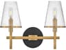 Hinkley Marten 2-Light Heritage Brass Black Glass Vanity Light