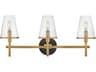 Hinkley Marten 3-Light Heritage Brass Black Glass Vanity Light