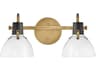 Hinkley Argo 2-Light Heritage Brass Black Glass Vanity Light
