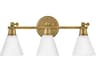 Hinkley Arti 3-Light Heritage Brass Glass Vanity Light