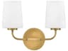 Hinkley Kline 2-Light Heritage Brass Glass Vanity Light