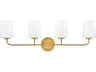 Hinkley Kline 4-Light Heritage Brass Glass Vanity Light