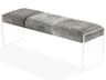 Interlude Home Aiden Light Natural Clear Gray Leather Accent Bench