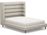 Interlude Home Ornette Beige Walnut Wood Upholstered Queen Platform Bed