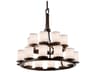 Justice Design Group Textile 21-Light Bronze Cylinder Tiered Chandelier