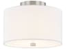 Justice Design Group Textile Classic 2-Light Nickel White Drum Semi Flush Mount