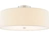 Justice Design Group Textile Classic 4-Light Nickel Off White Drum Semi Flush Mount