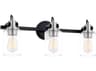 Justice Design Group Fusion 3-Light Matte Black Brushed Nickel Glass Vanity Light