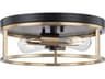 Justice Design Group Knox 2-Light Matte Black Brass Gold Drum Flush Mount
