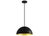 Justice Design Group Elias 1-Light Matte Black Champagne Gold Dome Pendant