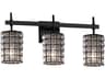 Justice Design Group Wire Glass 3-Light Black Vanity Light