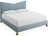 Jonathan Adler Chevron Brass Blue Upholstered King Platform Bed