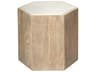 Jamie Young Argan Hexagon Natural Wood White Marble End Table