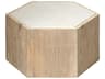 Jamie Young Argan Hexagon Natural Wood White Marble Coffee Table