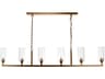 Jamie Young Linear 6-Light Antique Brass Clear Glass Cylinder Island Pendant