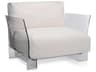 Kartell Outdoor Pop Transparent / Sunbrella Fabric White Lounge Chair