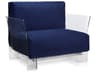 Kartell Outdoor Pop Transparent / Sunbrella Fabic Blue Lounge Chair