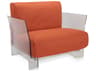 Kartell Outdoor Pop Transparent / Ikon Fabric Orange Lounge Chair