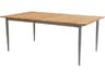 Kingsley Bate Special Order La Jolla Aluminum 72"W x 43.5"D Rectangular Teak Top Dining Table with Umbrella Hole