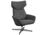 Kebe Palma Yeti Dark Grey Swivel Accent Chair with Footrest