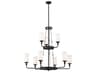 Kichler Vetivene 9-Light Textured Black Glass Cylinder Tiered Chandelier