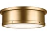 Kichler Serca 3-Light Brushed Natural Brass Glass Drum Flush Mount