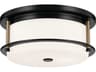 Kichler Brit 2-Light Black Glass Drum Flush Mount