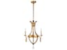 Lucas McKearn Monteleone 3-Light Gold Leaf Antique Crystal Glass Candelabra Chandelier
