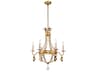 Lucas McKearn Monteleone 6-Light Gold Leaf Antique Crystal Glass Candelabra Chandelier