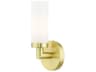 Livex Lighting Aero 1-Light Satin Brass White Glass Wall Sconce
