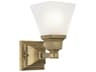Livex Lighting Mission 1-Light Antique Brass Glass Wall Sconce