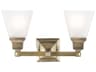 Livex Lighting Mission 2-Light Antique Brass Glass Vanity Light
