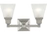 Livex Lighting Mission 2-Light Brushed Nickel Glass Vanity Light