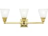 Livex Lighting Mission 3-Light Polished Brass Glass Vanity Light