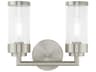 Livex Lighting Hillcrest 2-Light Brushed Nickel Clear Glass Vanity Light