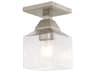 Livex Lighting Aragon 1-Light Brushed Nickel Glass Semi Flush Mount