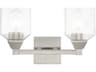 Livex Lighting Aragon 2-Light Brushed Nickel Clear Glass Vanity Light