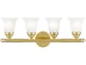 Livex Lighting Neptune 4-Light Polished Brass Glass Vanity Light