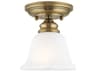 Livex Lighting Essex 1-Light Antique Brass Glass Bell Semi Flush Mount