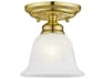 Livex Lighting Essex 1-Light Polished Brass Glass Bell Semi Flush Mount