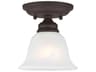 Livex Lighting Essex 1-Light Bronze Glass Bell Semi Flush Mount
