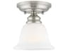 Livex Lighting Essex 1-Light Brushed Nickel Glass Bell Semi Flush Mount