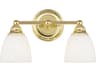Livex Lighting Somerville 2-Light Polished Brass Glass Vanity Light