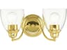 Livex Lighting Montgomery 2-Light Polished Brass Glass Vanity Light