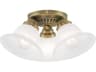 Livex Lighting Edgemont 3-Light Antique Brass Glass Bell Semi Flush Mount