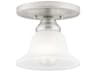 Livex Lighting Edgemont 1-Light Brushed Nickel White Glass Bell Semi Flush Mount